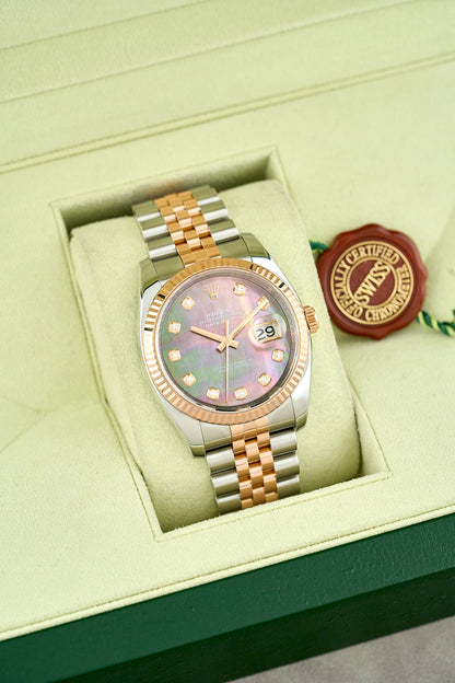 Rolex Datejust 36 Two Tone Everose Tahitian Mother of Pearl