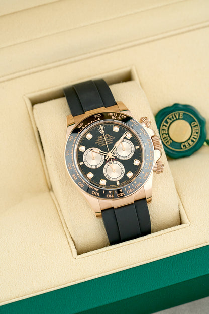 Rolex Cosmograph Daytona Everose Black Dial With Diamonds (Brand New)