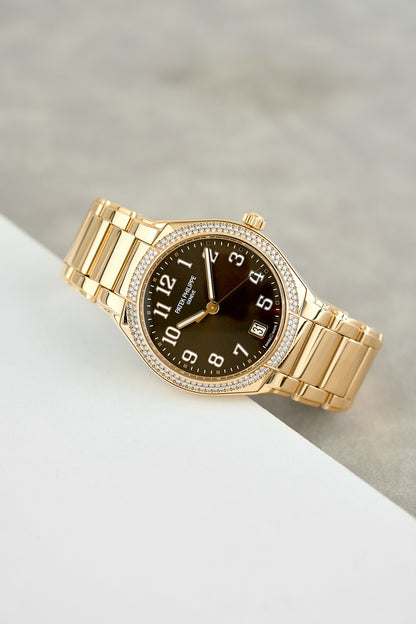 Patek Philippe Twenty~4 Rose Gold Choco Dial With Diamond Bezel
