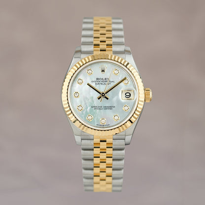 Rolex Datejust 31 Two Tone Yellow Gold Mother Of Pearl Dial With Diamonds (Brand New)