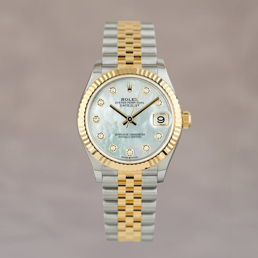 Rolex Datejust 31 Two Tone Yellow Gold Mother Of Pearl Dial With Diamonds (Brand New)