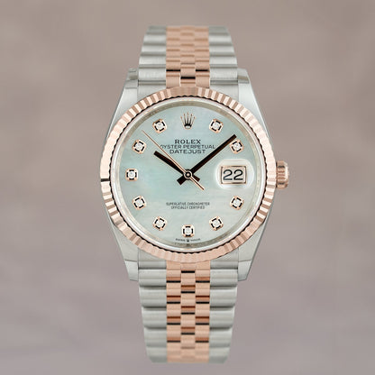 Rolex Datejust 36 Two Tone Everose Mother Of Pearl Dial With Diamonds (Brand New)