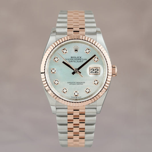 Rolex Datejust 36 Two Tone Everose Mother Of Pearl Dial With Diamonds (Brand New)