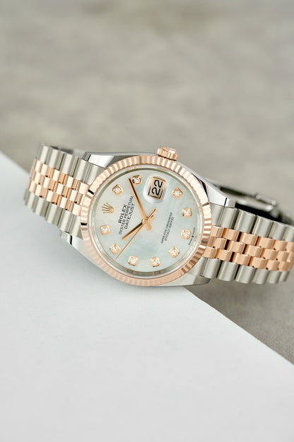 Rolex Datejust 36 Two Tone Everose Mother Of Pearl Dial With Diamonds (Brand New)