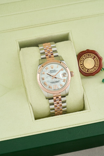 Rolex Datejust 31 Two Tone Everose Mother Of Pearl Roman Dial Diamond VI 178271 2009