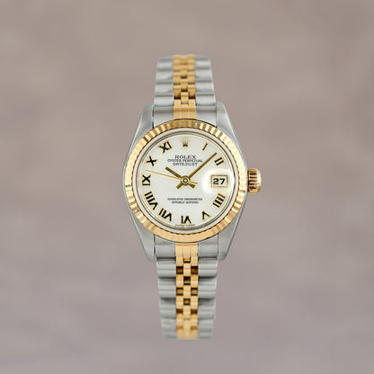 Rolex Datejust 26 Two Tone Yellow Gold Mother Of Pearl Roman