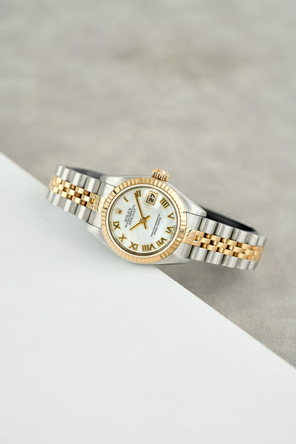 Rolex Datejust 26 Two Tone Yellow Gold Mother Of Pearl Roman