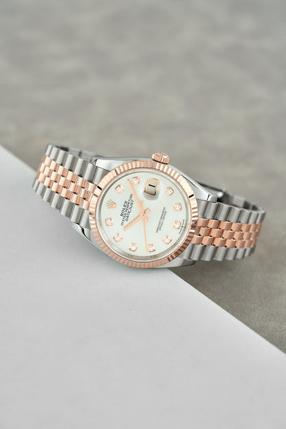 Rolex Datejust 36 Two Tone Everose Mother Of Pearl Dial With Diamonds