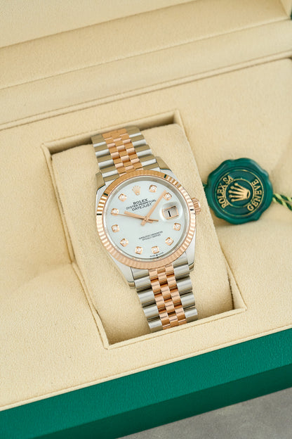 Rolex Datejust 36 Two Tone Everose Mother Of Pearl Dial With Diamonds
