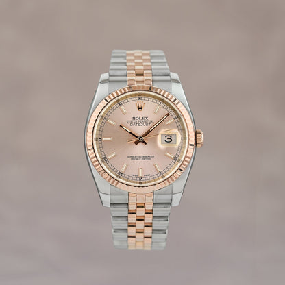 Rolex Datejust 36 Two Tone Everose Sundust Dial 116231 2011