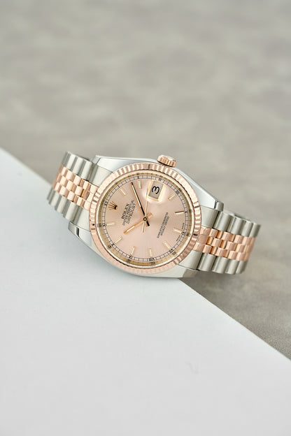 Rolex Datejust 36 Two Tone Everose Sundust Dial 116231 2011