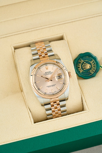 Rolex Datejust 36 Two Tone Everose Sundust Dial 116231 2011