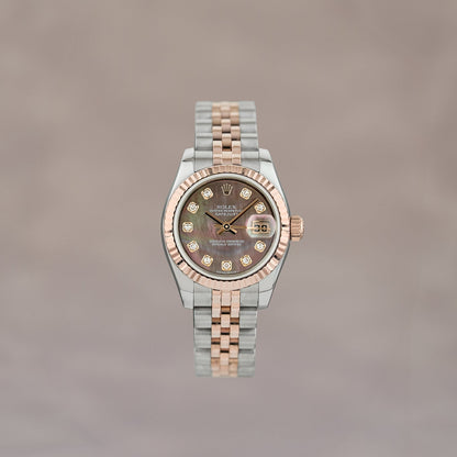 Rolex Datejust 26 Two Tone Everose Tahitian Mother Of Pearl