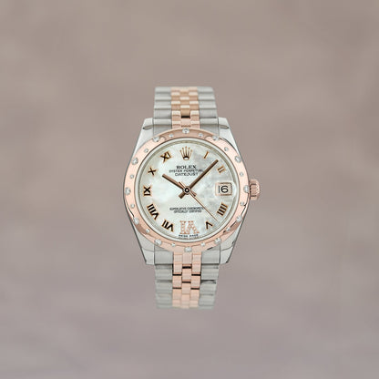 Rolex Datejust 31 Two Tone Everose Mother Of Pearl Roman Dial With Diamond VI And Bezel 178341 2014