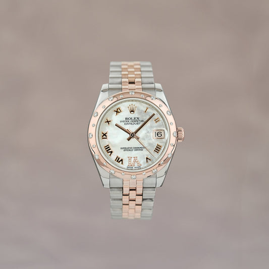 Rolex Datejust 31 Two Tone Everose Mother Of Pearl Roman Dial With Diamond VI And Bezel 178341 2014