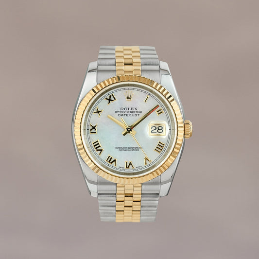 Rolex Datejust 36Two Tone Yellow Gold Mother Of Pearl Roman Dial 116233 2007