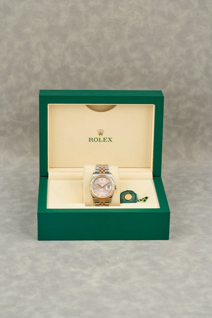 Rolex Datejust 36 two Tone Rose Gold Salmon Dial With Diamonds 116231 2015