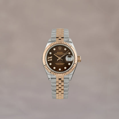 Rolex Datejust 28 Two Tone Everose Choco Dial Diamond IX & Star Diamonds 279171 2018