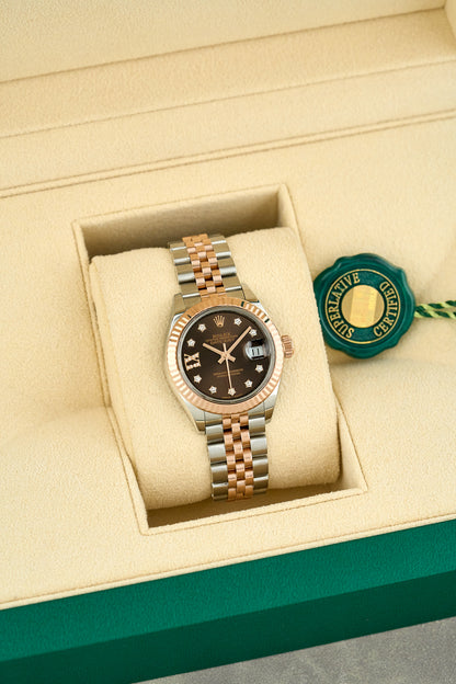 Rolex Datejust 28 Two Tone Everose Choco Dial Diamond IX & Star Diamonds 279171 2018