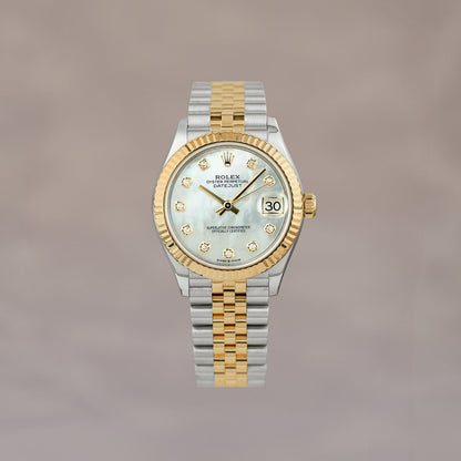 Rolex Datejust 31 Two Tone Yellow Gold Mother Of Pearl Dial With Diamonds 278273 2019
