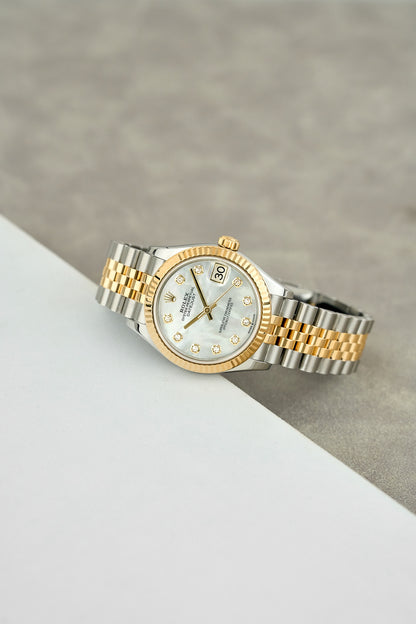 Rolex Datejust 31 Two Tone Yellow Gold Mother Of Pearl Dial With Diamonds 278273 2019