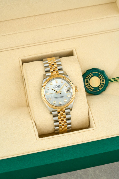 Rolex Datejust 31 Two Tone Yellow Gold Mother Of Pearl Dial With Diamonds 278273 2019