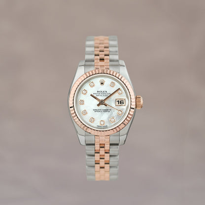 Rolex Datejust 26 Two Tone Everose Mother Of Pearl Dial With Diamonds 179171 2016