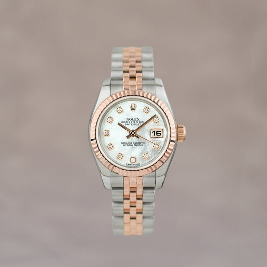 Rolex Datejust 26 Two Tone Everose Mother Of Pearl Dial With Diamonds 179171 2016