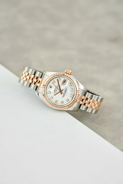Rolex Datejust 26 Two Tone Everose Mother Of Pearl Dial With Diamonds 179171 2016