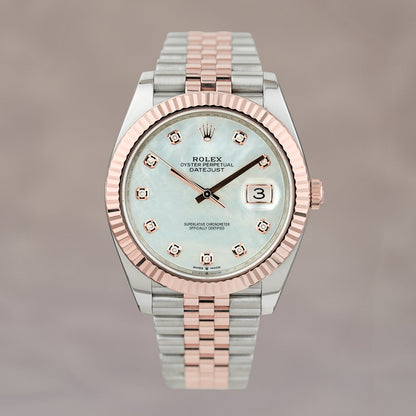 Rolex Datejust 41 Two Tone Everose Mother Of Pearl Dial With Diamonds 126331 2022