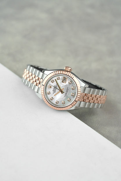 Rolex Datejust 28 Two Tone Everose Mother Of Pearl Dial With Diamonds 279171 2018