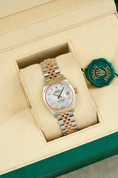 Rolex Datejust 28 Two Tone Everose Mother Of Pearl Dial With Diamonds 279171 2018