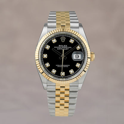 Rolex Datejust 36 Two Tone Yellow Gold Black Dial With Diamonds 126233 2025 (Brand New)