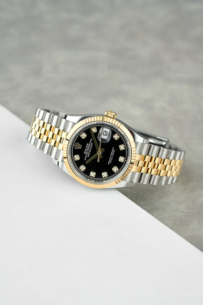 Rolex Datejust 36 Two Tone Yellow Gold Black Dial With Diamonds 126233 2025 (Brand New)