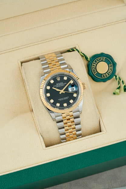 Rolex Datejust 36 Two Tone Yellow Gold Black Dial With Diamonds 126233 2025 (Brand New)