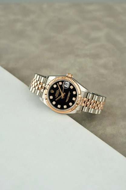 Rolex Datejust 31 Two Tone Everose Black Dial With Diamonds 178271 2018