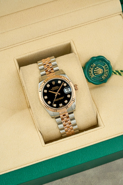 Rolex Datejust 31 Two Tone Everose Black Dial With Diamonds 178271 2018