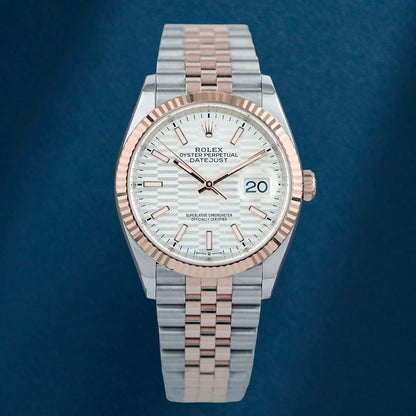 Rolex Datejust 36 Two Tone Rose Gold White Motif Dial 126231 2021