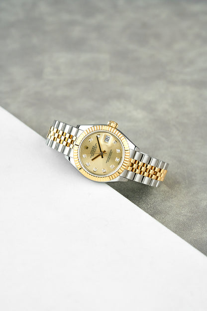 Rolex Datejust 28 Two Tone Yellow Gold Champagne Dial With Diamonds 279173 2018