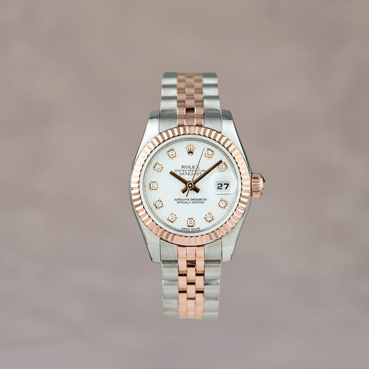 Rolex Datejust 26 Two Tone Everose White Dial With Diamonds 179171G 2014