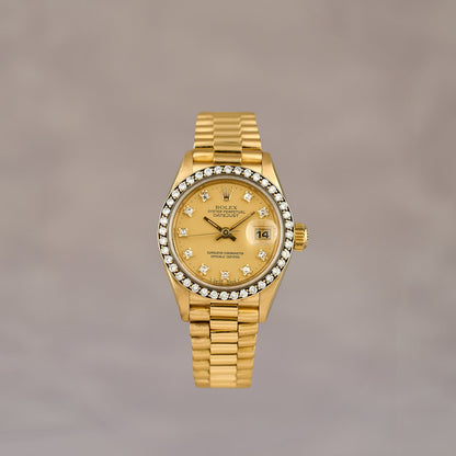 Rolex Datejust 26 Full Yellow Gold Diamond Markers and Bezel 69138 1986