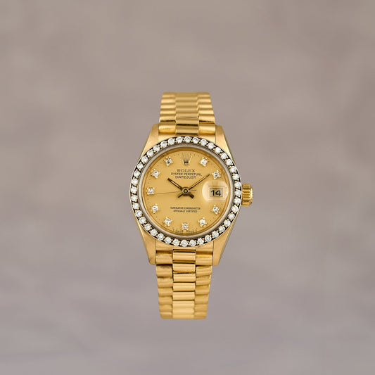 Rolex Datejust 26 Full Yellow Gold Diamond Markers and Bezel 69138 1986