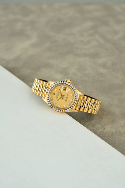 Rolex Datejust 26 Full Yellow Gold Diamond Markers and Bezel 69138 1986