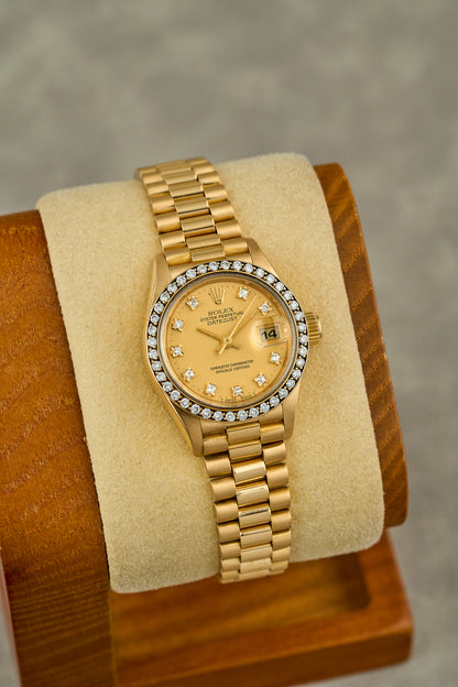 Rolex Datejust 26 Full Yellow Gold Diamond Markers and Bezel 69138 1986