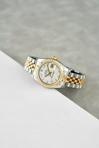 Rolex Lady Datejust 26 Two Tone Yellow Gold Meteorite Dial With Diamonds 179173 2010