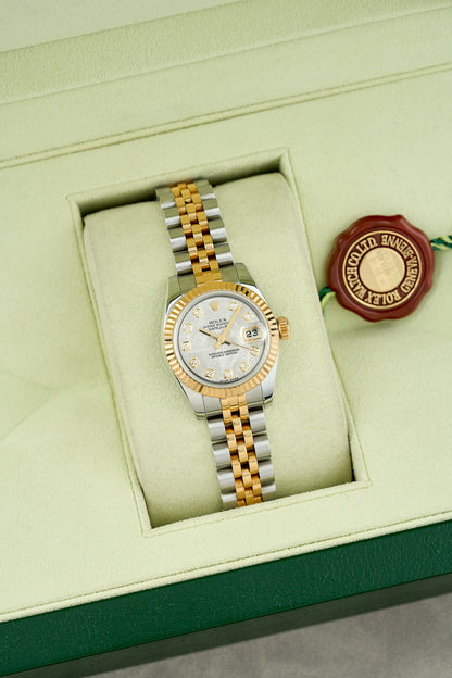 Rolex Lady Datejust 26 Two Tone Yellow Gold Meteorite Dial With Diamonds 179173 2010