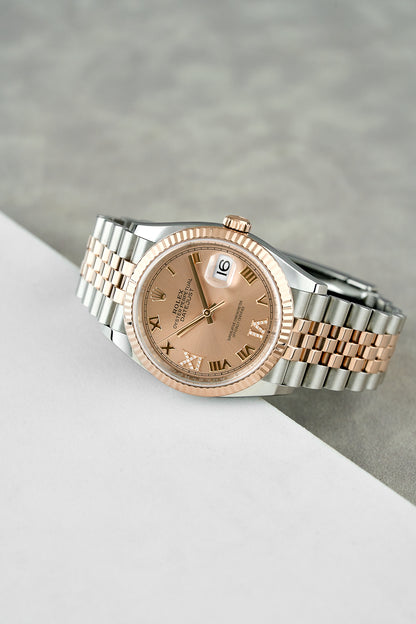 Rolex Datejust 36 Two Tone Everose Salmon Roman Dial With Diamond IV & IX 126231 2022