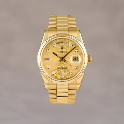 Rolex Day-Date 36 Yellow Gold Champagne Anniversary Dial With Diamonds 118238 2006