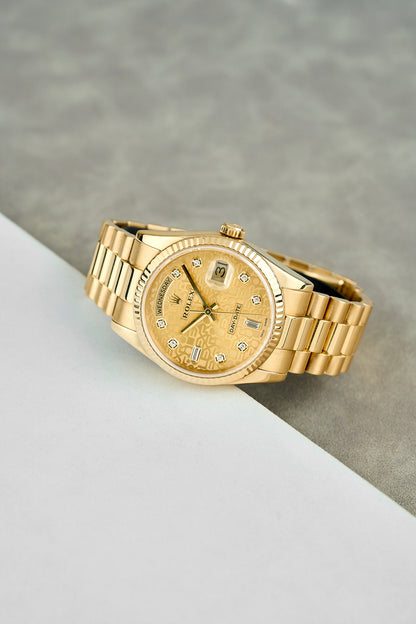 Rolex Day-Date 36 Yellow Gold Champagne Anniversary Dial With Diamonds 118238 2006