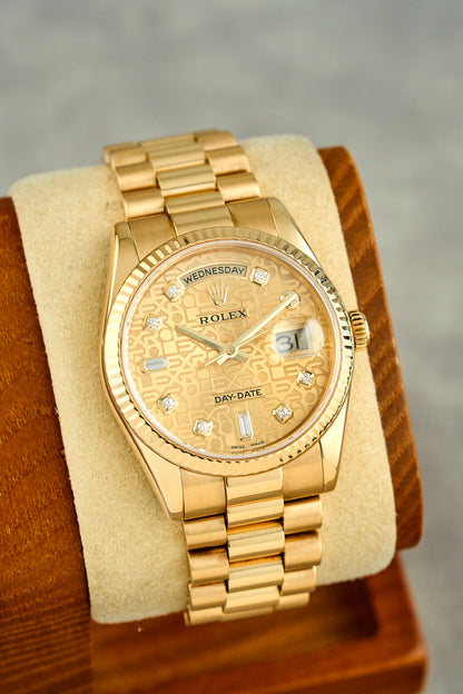 Rolex Day-Date 36 Yellow Gold Champagne Anniversary Dial With Diamonds 118238 2006